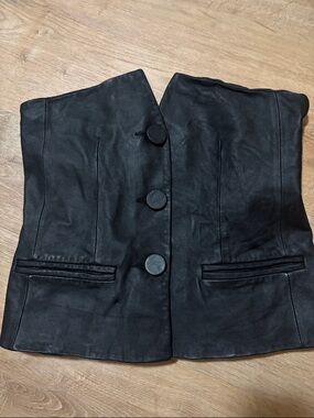 Zara black faux leather corset/sleeveless waistcoat Small